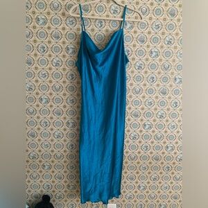 Beautiful blue slip satin dress XL